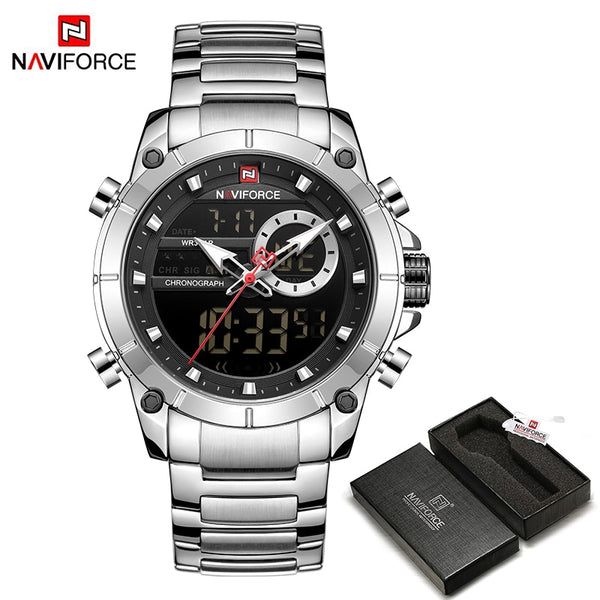 Relogio  montre hommes militaire Sport bracelet acier double affichage